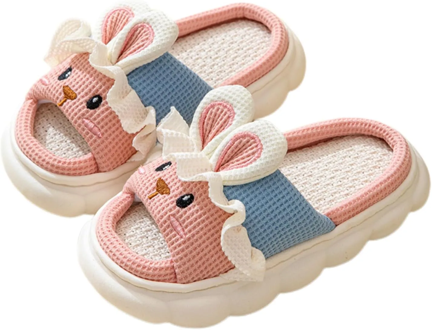 Cute Rabbit Lace Slippers, Animal Linen Slippers for Summer, Couple's Home Shoes