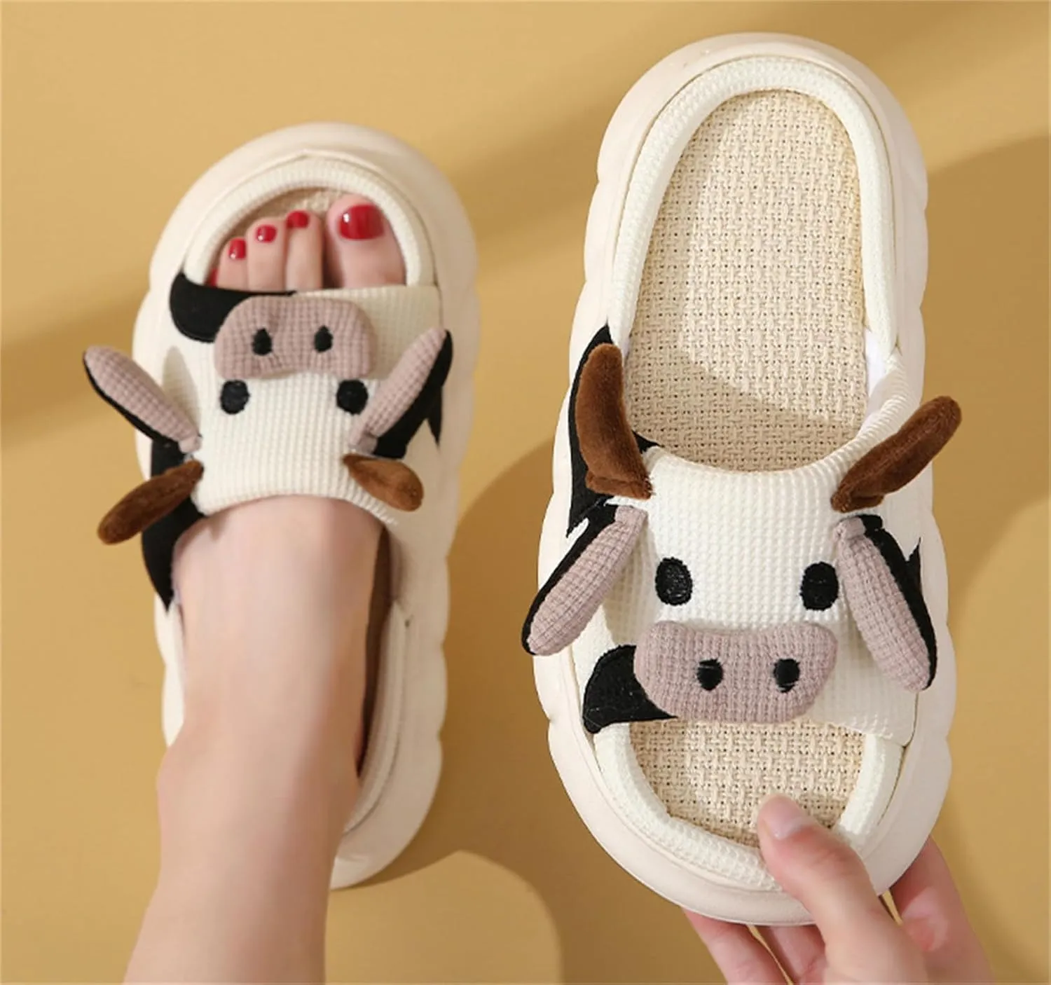 Cute Rabbit Lace Slippers, Animal Linen Slippers for Summer, Couple's Home Shoes
