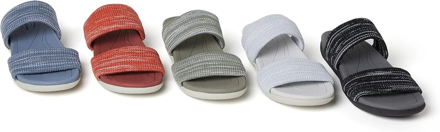 Dearfoams Women's Original Comfort Blair Slip on Double Band Slide Sandal with Arch Support