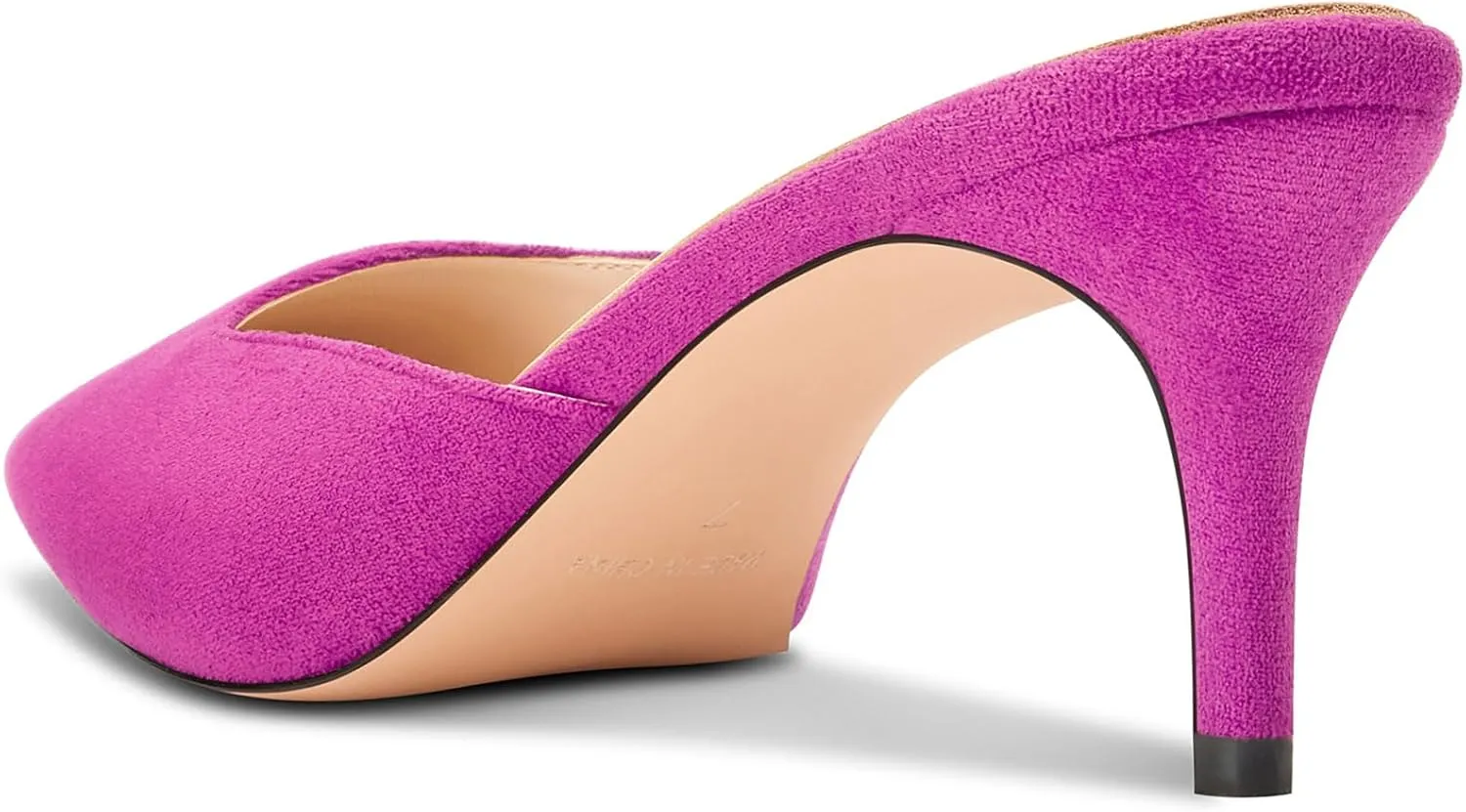 DearOnly Womens Pointed Toe Kitten Heel Mules Slip-on Stiletto Mid Heel Sandals Prom Dress Shoes 2.6 Inches Heels