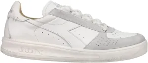 Diadora Mens B.Elite H Leather Dirty Lace Up Sneakers Shoes Casual - White