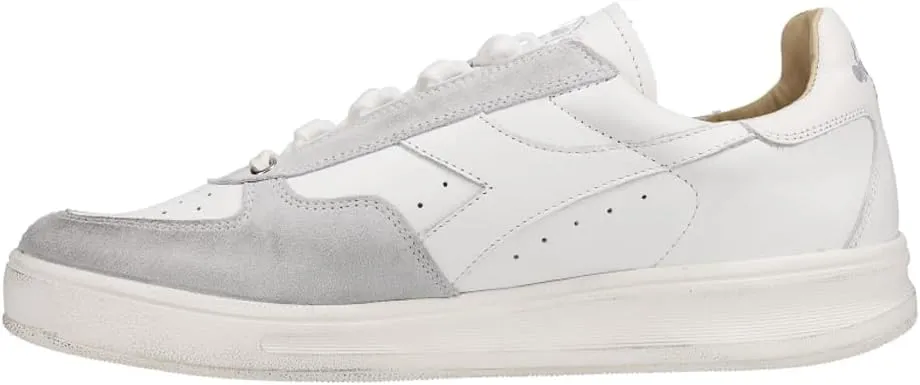 Diadora Mens B.Elite H Leather Dirty Lace Up Sneakers Shoes Casual - White