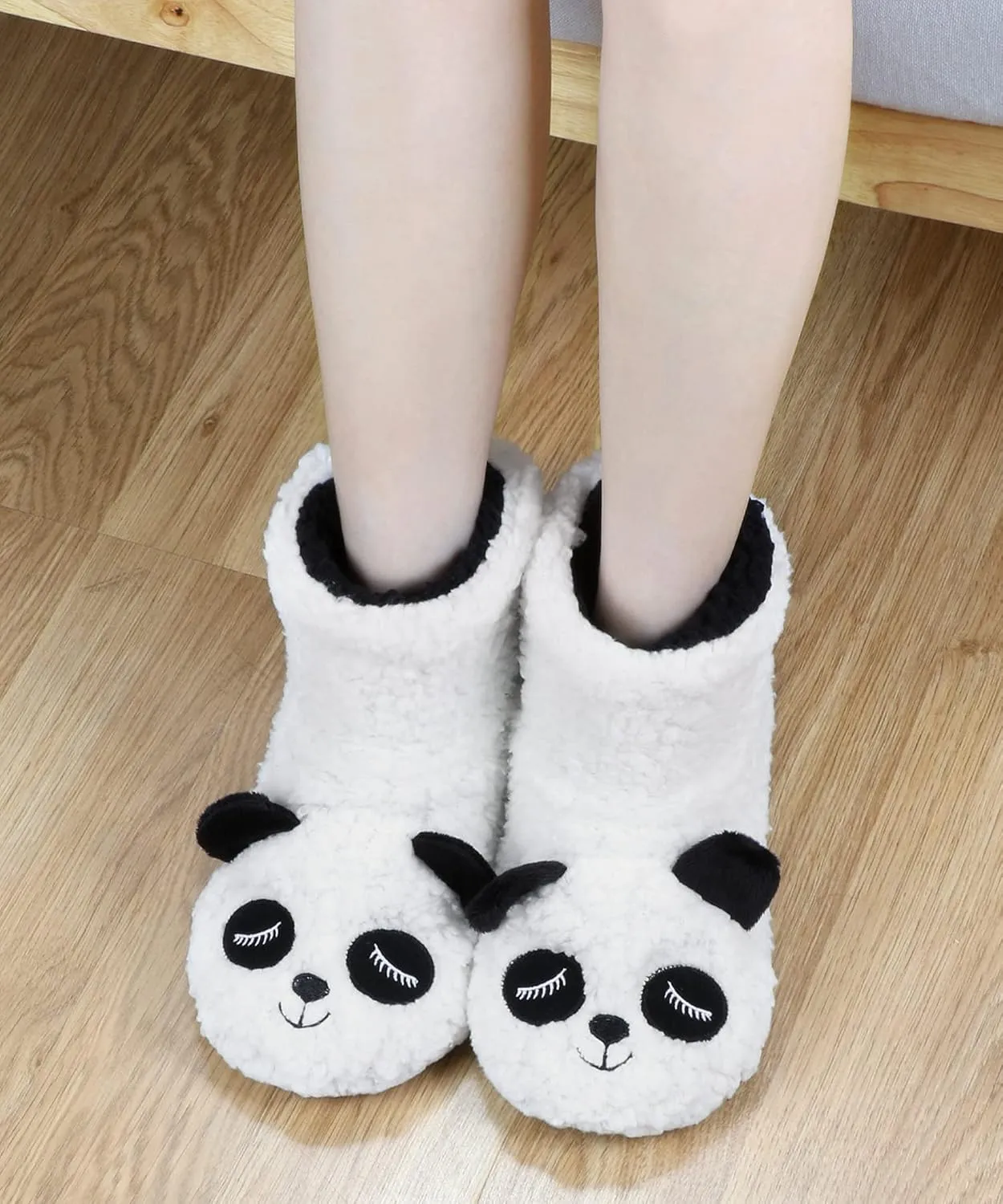 DICUIRD Slipper Socks for Women, Cozy Cute Animal House Indoor Socks with Soft Soles,Warm Fuzzy Sherpa Lined Booties Slippers with Non Slip Bottom,Womens Winter Christmas Gifts