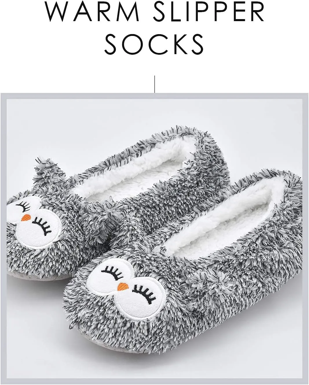 DICUIRD Womens Slipper Socks Low Cut Comfy&Warm Animal Non-skid Bedroom Slippers