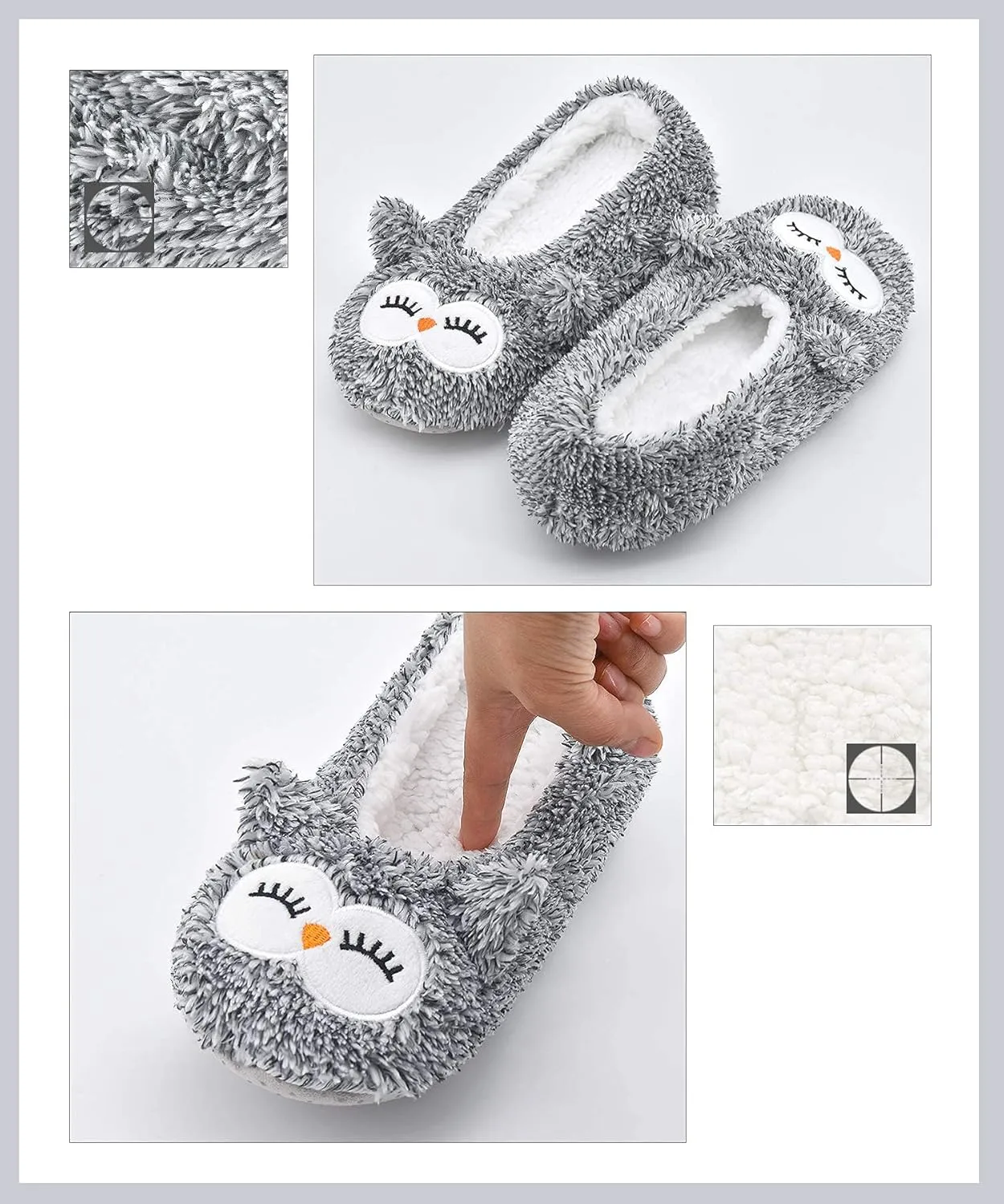 DICUIRD Womens Slipper Socks Low Cut Comfy&Warm Animal Non-skid Bedroom Slippers