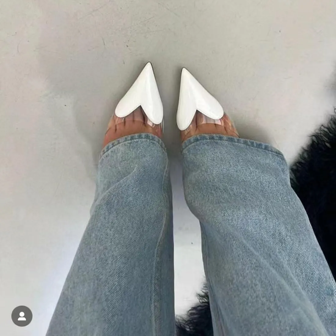 Divanne Women's Heart Heeled Mules Pointed Toe Mule Pumps High Heel Mules Slip On Clear Heeled Sandals