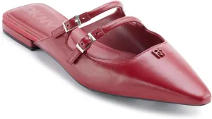 DKNY Women's Cahana Pointed Toe Flat Mule with Belt Strap Details