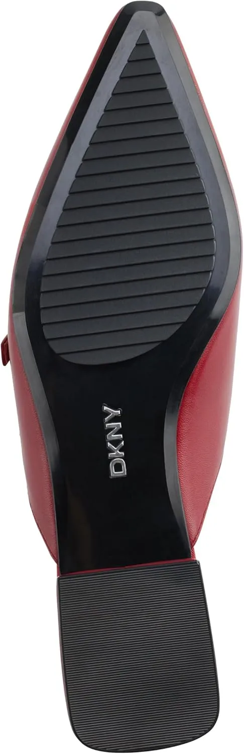 DKNY Women's Cahana Pointed Toe Flat Mule with Belt Strap Details