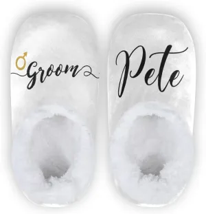 DOMIKING Bride Custom Wedding Bride Slippers Bridesmaid Personalized Bridal Warm Slippers for Bed Bedroom Indoor Guest M