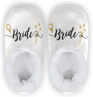 DOMIKING Groom Wedding Bride Slippers Bridesmaid Bridal Bed Slippers for Unisex Women Men M