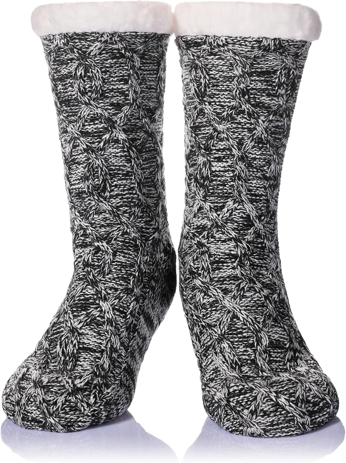 DoSmart Womens Fuzzy Slipper Socks Winter Thermal Snowflake Fleece Lining Christmas Stockings Fluffy Warm Indoor Home Socks