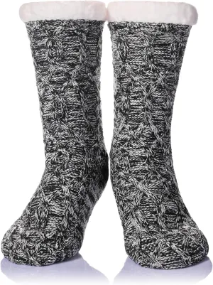DoSmart Womens Fuzzy Slipper Socks Winter Thermal Snowflake Fleece Lining Christmas Stockings Fluffy Warm Indoor Home Socks