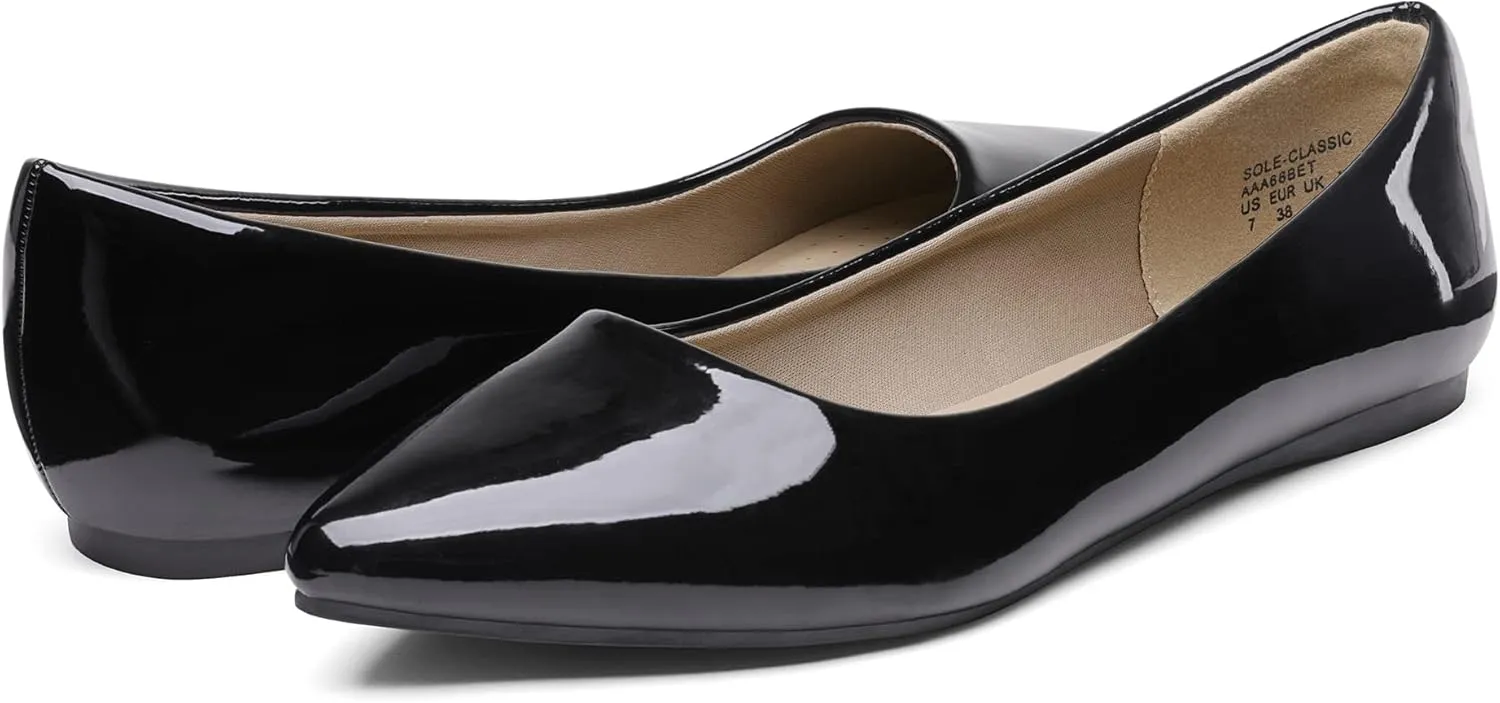 DREAM PAIRS Women's Dress Pointed Toe Flats Ballet Comfort Soft Slip On Casual Flat Shoes for Work Office Business