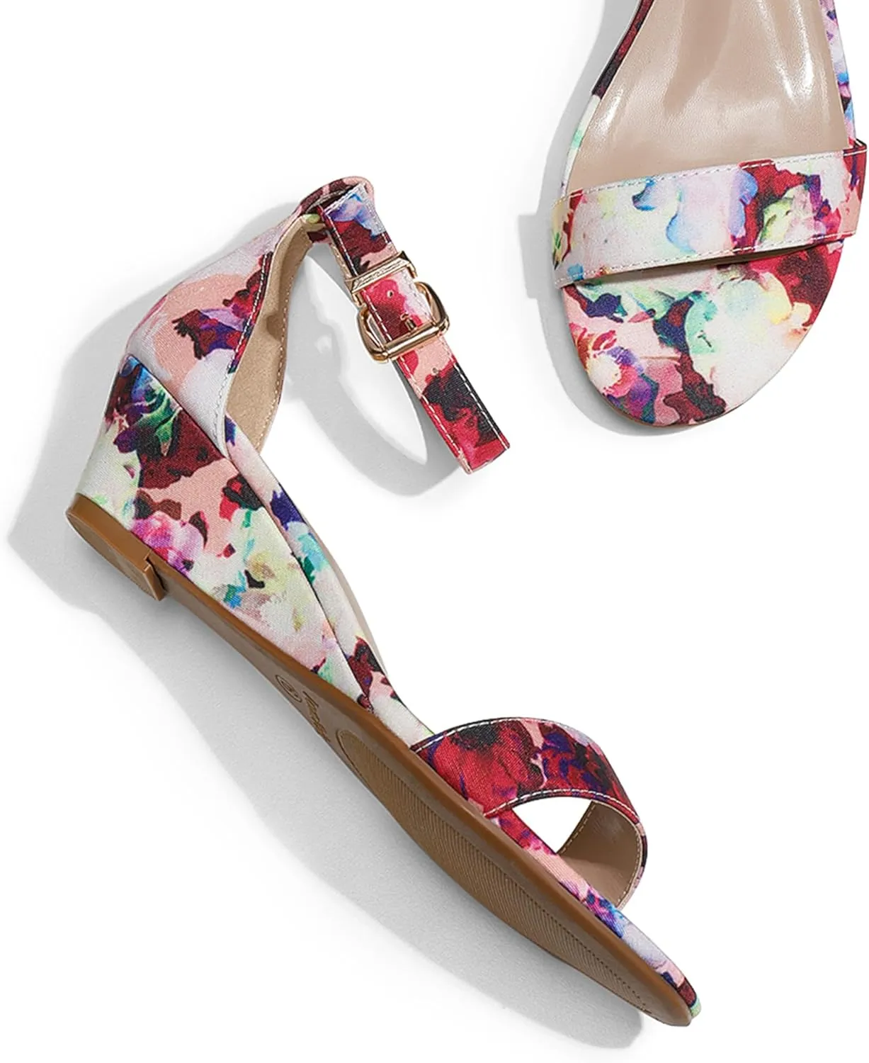 DREAM PAIRS Women's Ingrid Ankle Strap Low Wedge Sandal