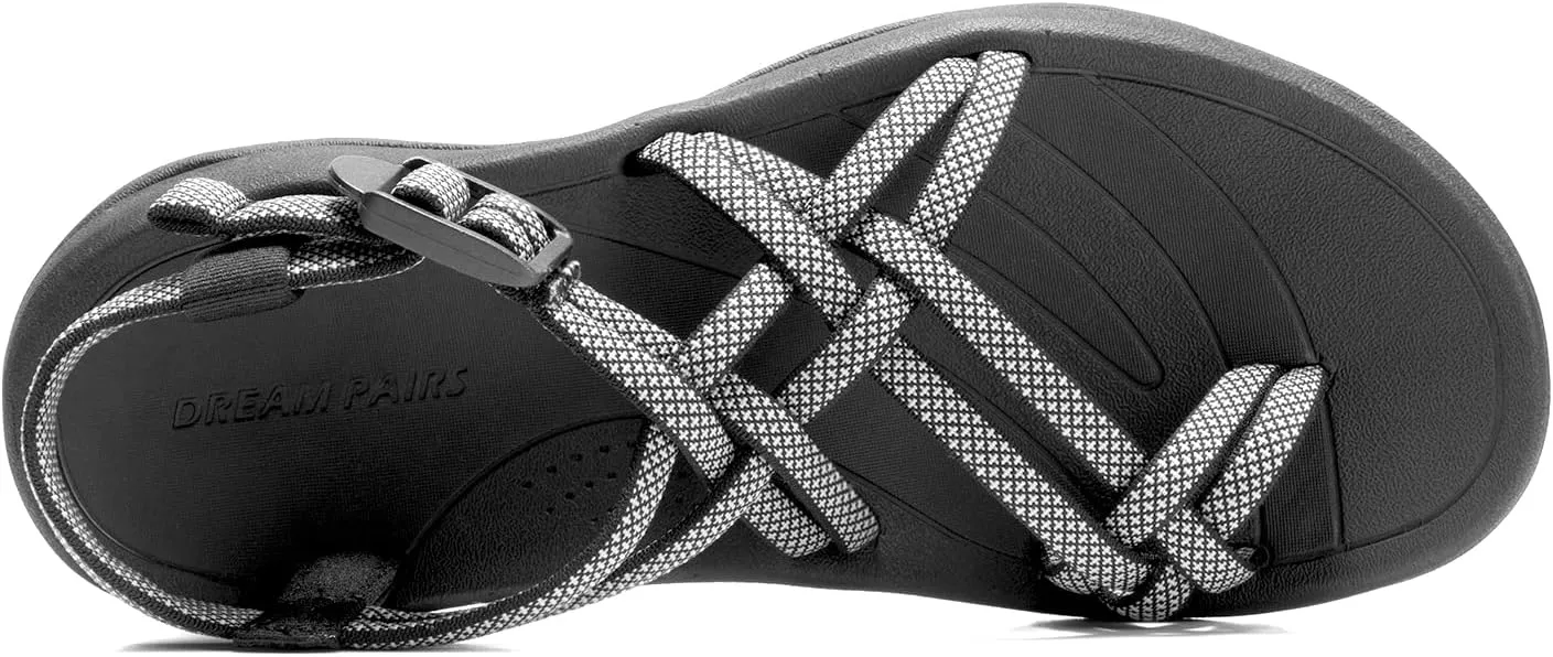 DREAM PAIRS Women's Walking Sandals With Arch Support Elastic Strap Summer Sport Athletic Casual Hiking Outdoor Sandal