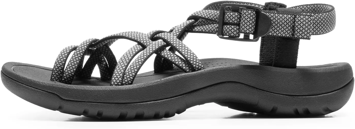 DREAM PAIRS Women's Walking Sandals With Arch Support Elastic Strap Summer Sport Athletic Casual Hiking Outdoor Sandal