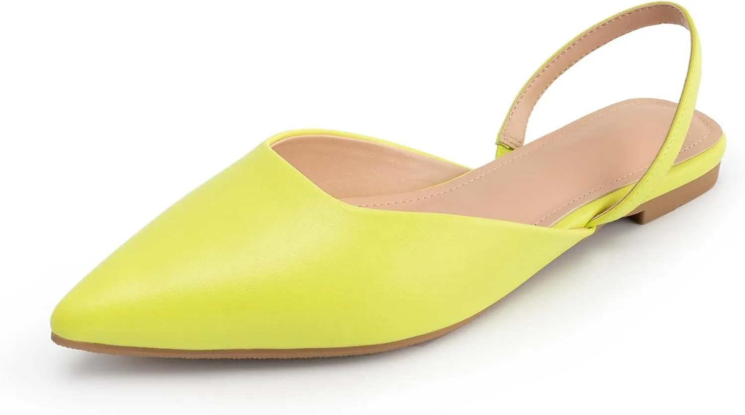 DREAMCIA Slingback Flats for Women, Pointed-Toe Ballet Flats with Buckle Strap for Elegant Women，Classic Low Heel Dress Shoes for Casual Work Office Party