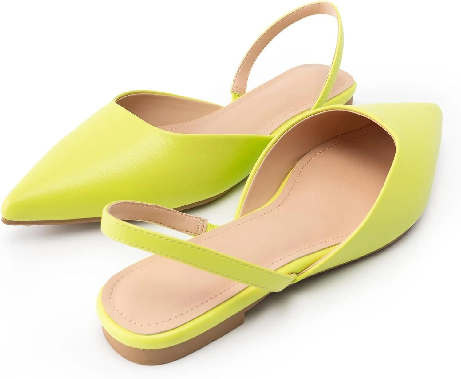 DREAMCIA Slingback Flats for Women, Pointed-Toe Ballet Flats with Buckle Strap for Elegant Women，Classic Low Heel Dress Shoes for Casual Work Office Party