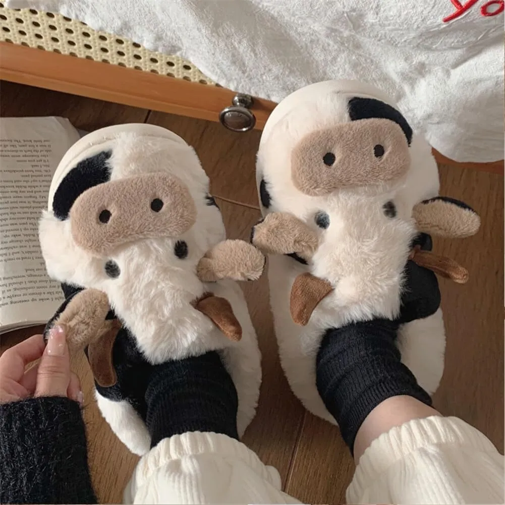 dubuto Cute Cow Slipper for Girls Boys, Toddler Kids Animal Slippers Cozy Anti-slipe Soft Plush Warm Cozy Home House Slippers for Indoor Outdoor