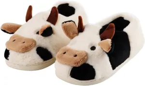 dubuto Cute Cow Slipper for Girls Boys, Toddler Kids Animal Slippers Cozy Anti-slipe Soft Plush Warm Cozy Home House Slippers for Indoor Outdoor