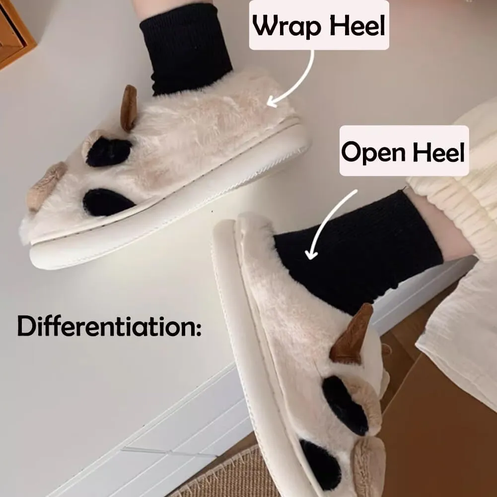 dubuto Cute Cow Slipper for Girls Boys, Toddler Kids Animal Slippers Cozy Anti-slipe Soft Plush Warm Cozy Home House Slippers for Indoor Outdoor