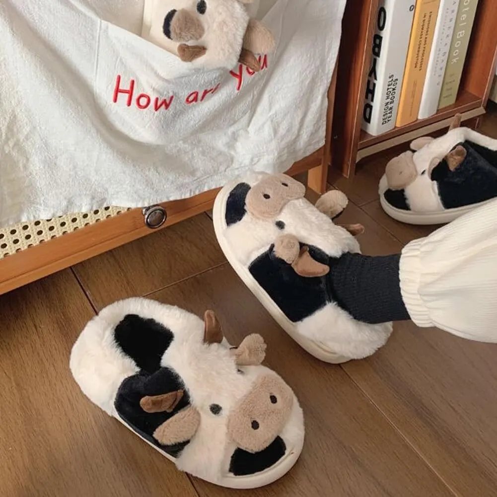 dubuto Cute Cow Slipper for Girls Boys, Toddler Kids Animal Slippers Cozy Anti-slipe Soft Plush Warm Cozy Home House Slippers for Indoor Outdoor