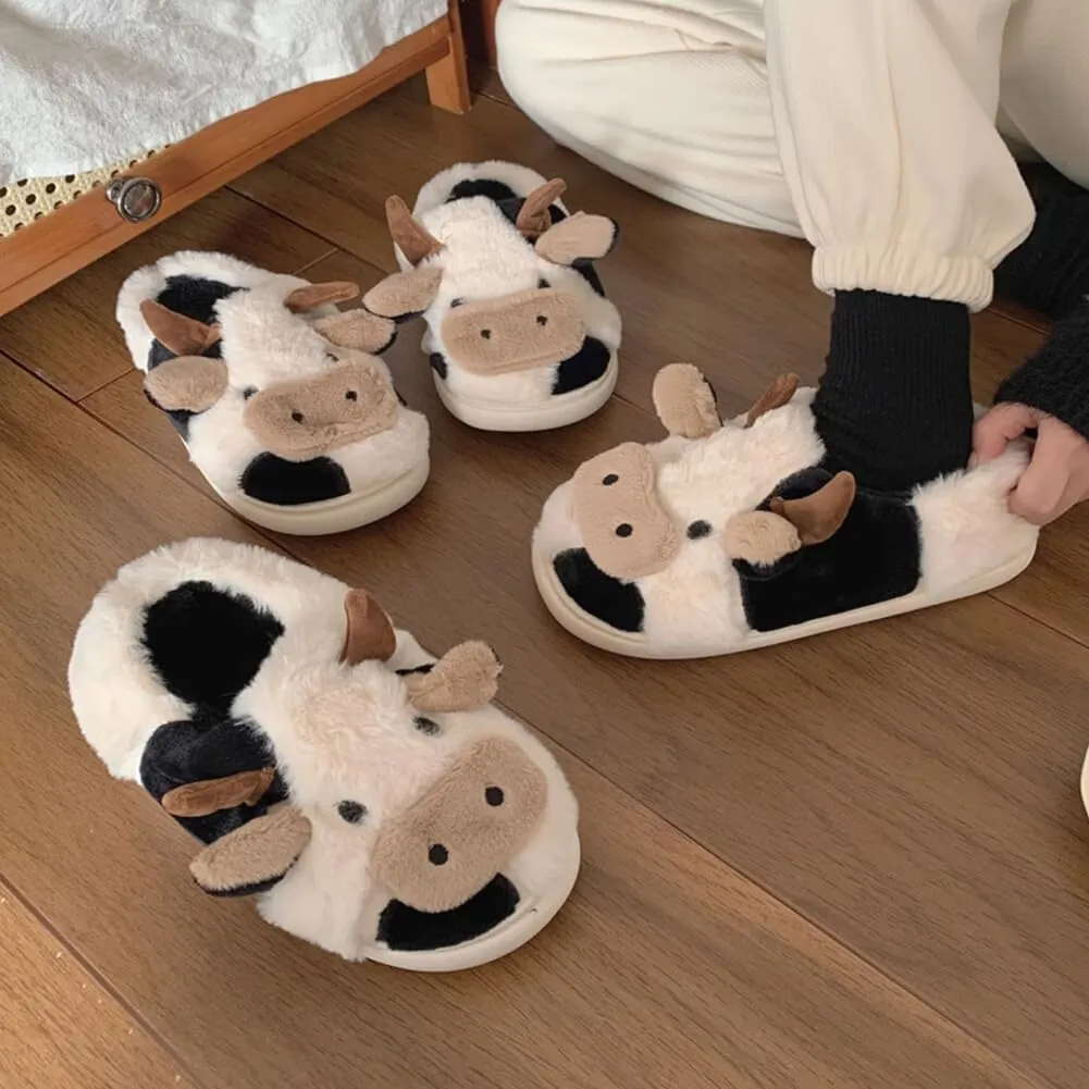dubuto Cute Cow Slipper for Girls Boys, Toddler Kids Animal Slippers Cozy Anti-slipe Soft Plush Warm Cozy Home House Slippers for Indoor Outdoor