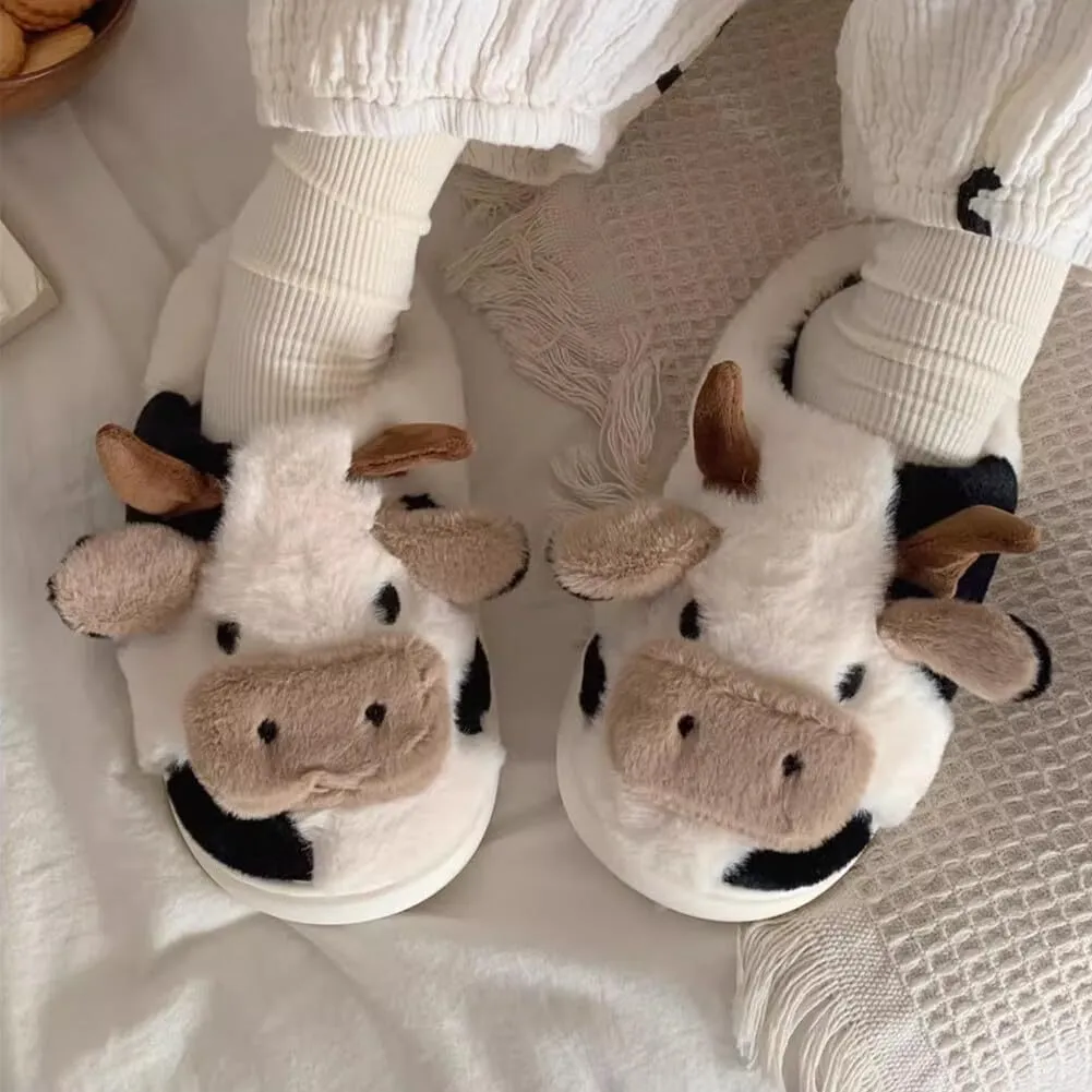 dubuto Cute Cow Slipper for Girls Boys, Toddler Kids Animal Slippers Cozy Anti-slipe Soft Plush Warm Cozy Home House Slippers for Indoor Outdoor