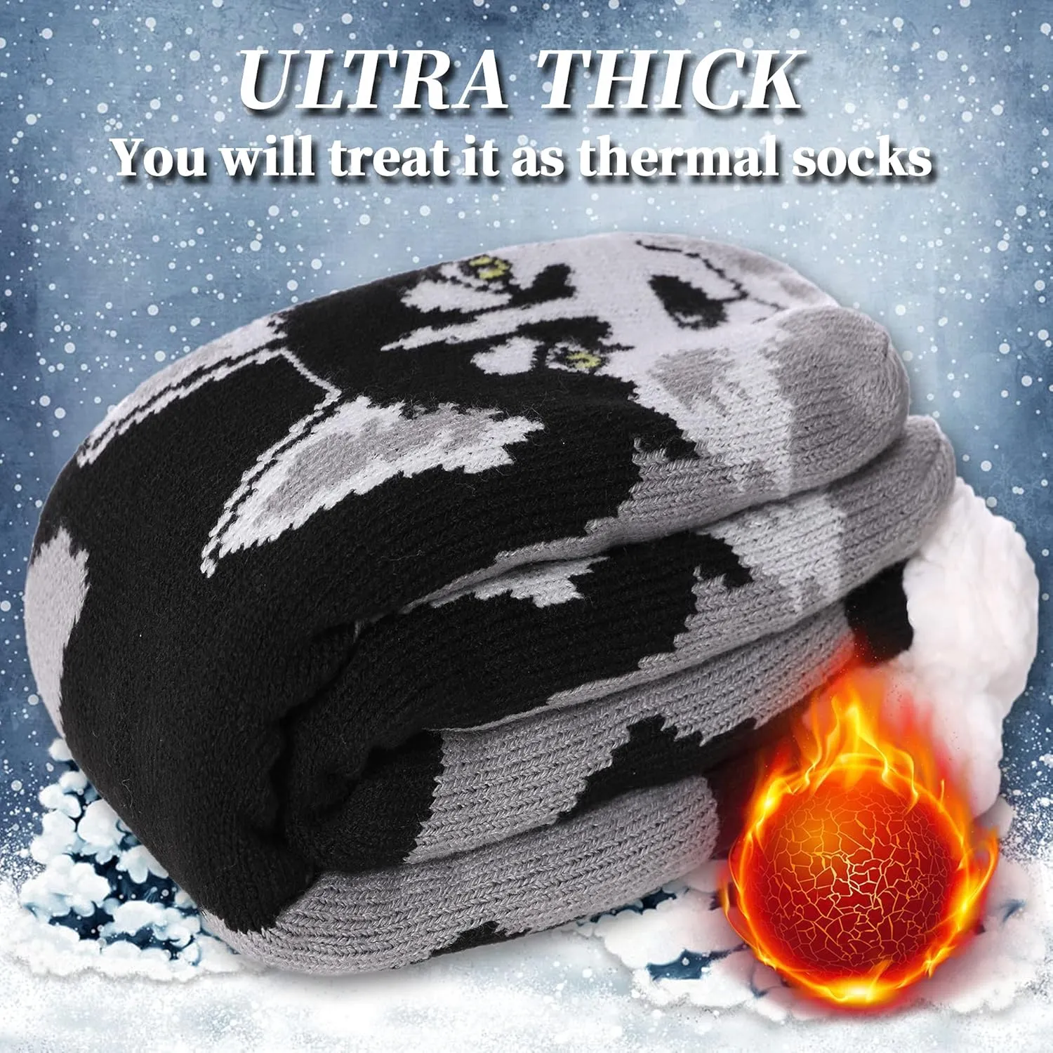 DYW Mens Slipper Socks Animal Fuzzy Non Slip Fluffy Winter Warm Soft Thick Fleece lined Thermal Home Socks