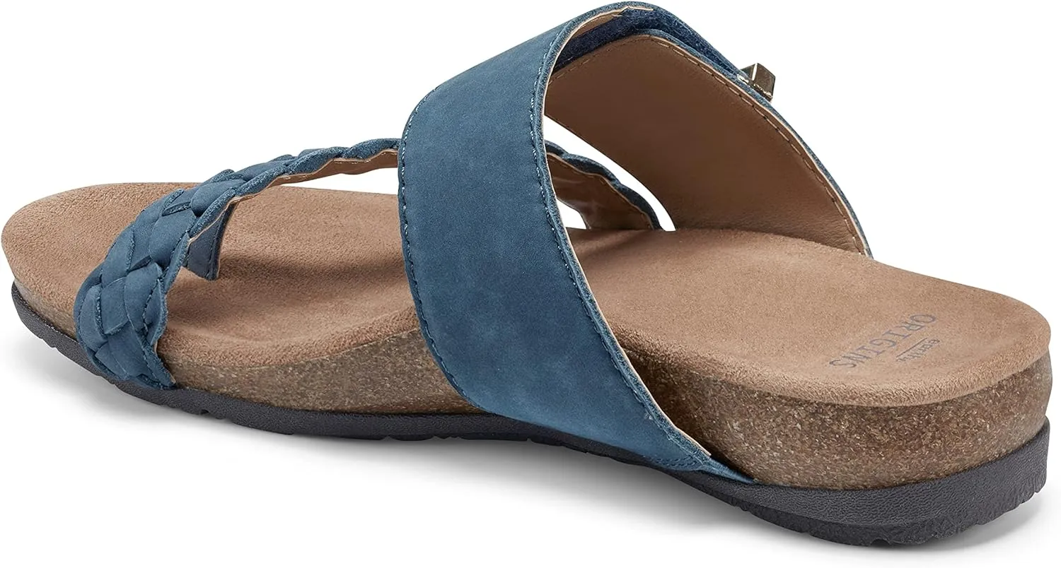 Earth Origins Women’s Onida Sandal I Slip-On Leather Sandals with Arch Support for Everyday