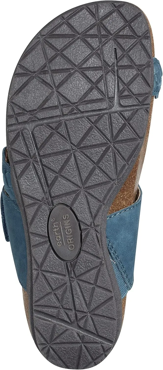 Earth Origins Women’s Onida Sandal I Slip-On Leather Sandals with Arch Support for Everyday