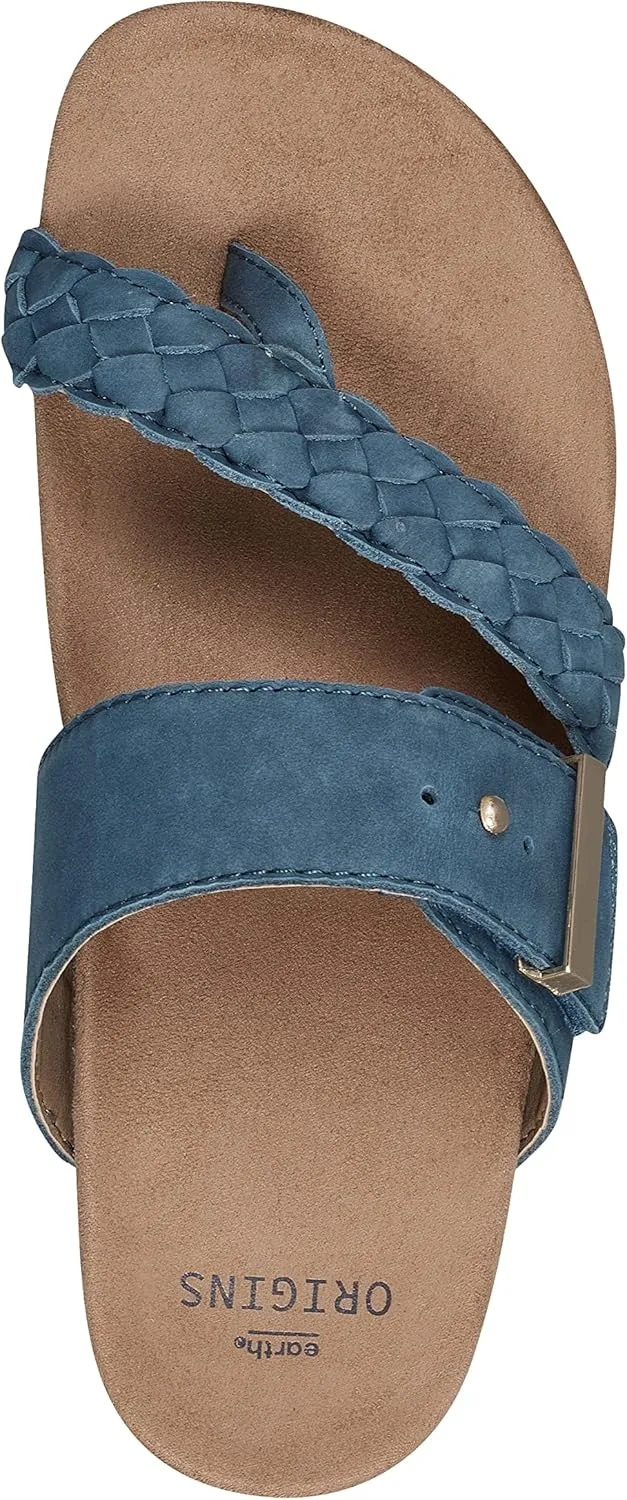Earth Origins Women’s Onida Sandal I Slip-On Leather Sandals with Arch Support for Everyday