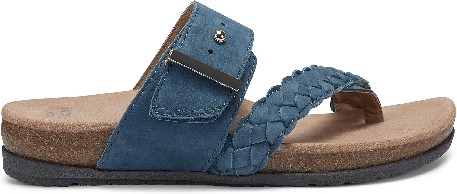 Earth Origins Women’s Onida Sandal I Slip-On Leather Sandals with Arch Support for Everyday