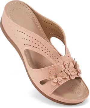 Ecetana Sandals for Women Wedge Shoes: Slip On Dressy Summer Comfortable Slides Sandals Lightweight Memory Foam Platform Shoes