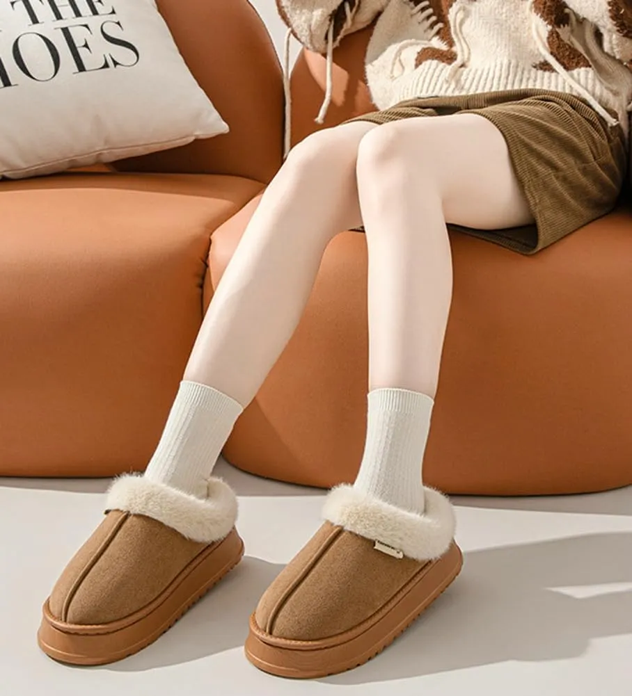 Epsion Women's Cozy Suede Slippers Winter Indoor House Slipper Memory Foam Warm Slippers with Fuzzy Faux Fur Shoes