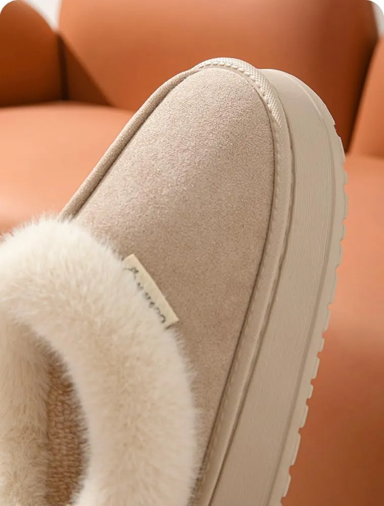 Epsion Women's Cozy Suede Slippers Winter Indoor House Slipper Memory Foam Warm Slippers with Fuzzy Faux Fur Shoes