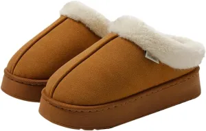 Epsion Women's Cozy Suede Slippers Winter Indoor House Slipper Memory Foam Warm Slippers with Fuzzy Faux Fur Shoes