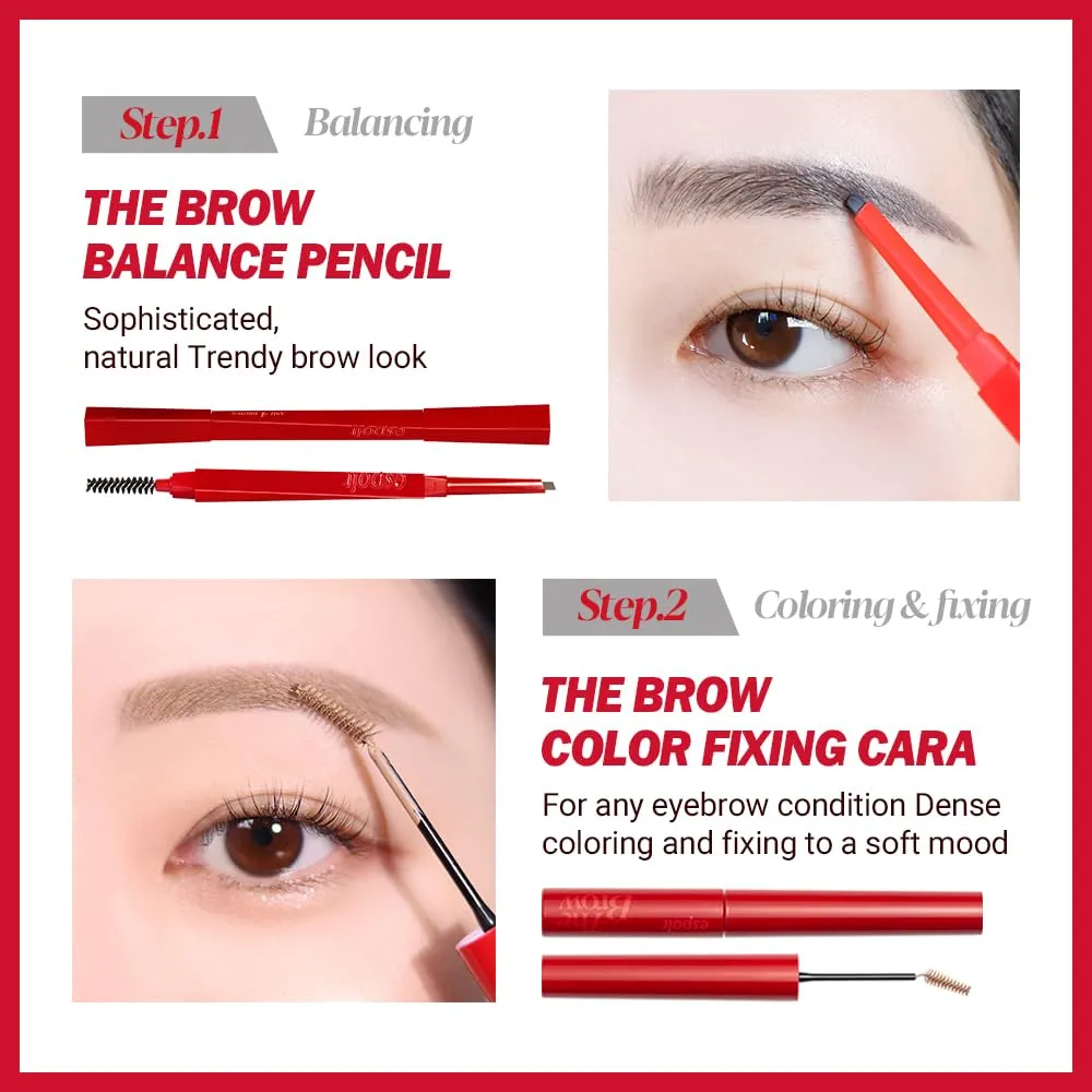 Espoir The Brow Balance Pencil #2 Cool Gray | Eye Brow Pencil that's Natural and Easy to Draw without Clumping | A Detailed and Rich Eyebrow Texture | Korean Makeup