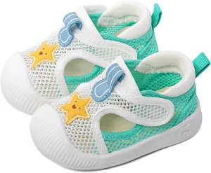 ESTAMICO Baby Girls' Summer Sandals Toe Protection Athletic Sports Sandal Non-Slip First Walking Shoes