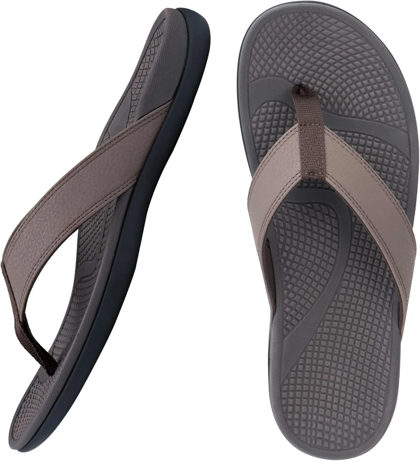 Everhealth Men's Orthotic Flip Flops Arch Support Sandals, Plantar Fasciitis Flat Feet Heel Pain Relief Flip Flop Slides, Non-Slip Supportive Beach Walking Toe-Post Sandals