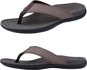 Everhealth Men's Orthotic Flip Flops Arch Support Sandals, Plantar Fasciitis Flat Feet Heel Pain Relief Flip Flop Slides, Non-Slip Supportive Beach Walking Toe-Post Sandals