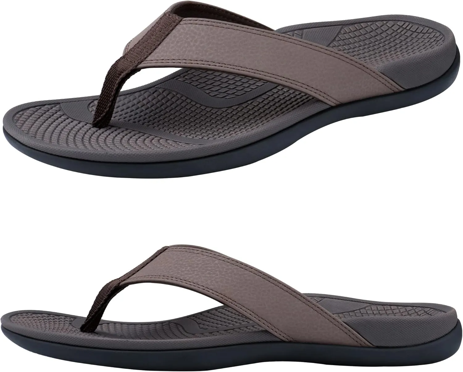 Everhealth Men's Orthotic Flip Flops Arch Support Sandals, Plantar Fasciitis Flat Feet Heel Pain Relief Flip Flop Slides, Non-Slip Supportive Beach Walking Toe-Post Sandals