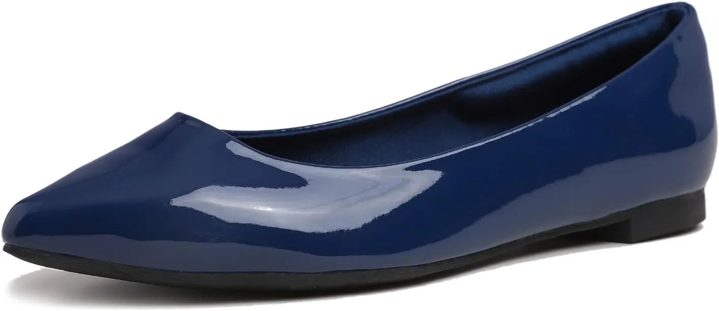 Feversole Womens Pointed Toe Macaroon Ballet Flat