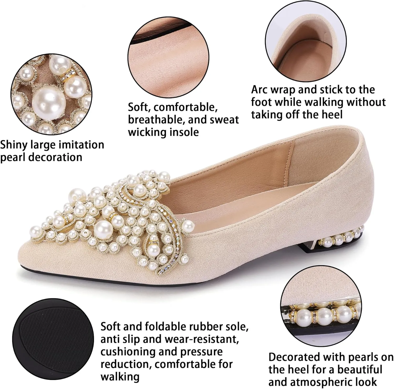 Flats for Women Bling Rhinestone Pointed Flat Shoes Comfort Slip on Low Heel Wedding Dress Shoes Ballet Flat Shoe