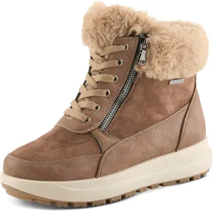 Flexus Women's BURRELL Lace-Up Platform Booties with Faux Fur Lining, Zipper Closure, and Cozy Design