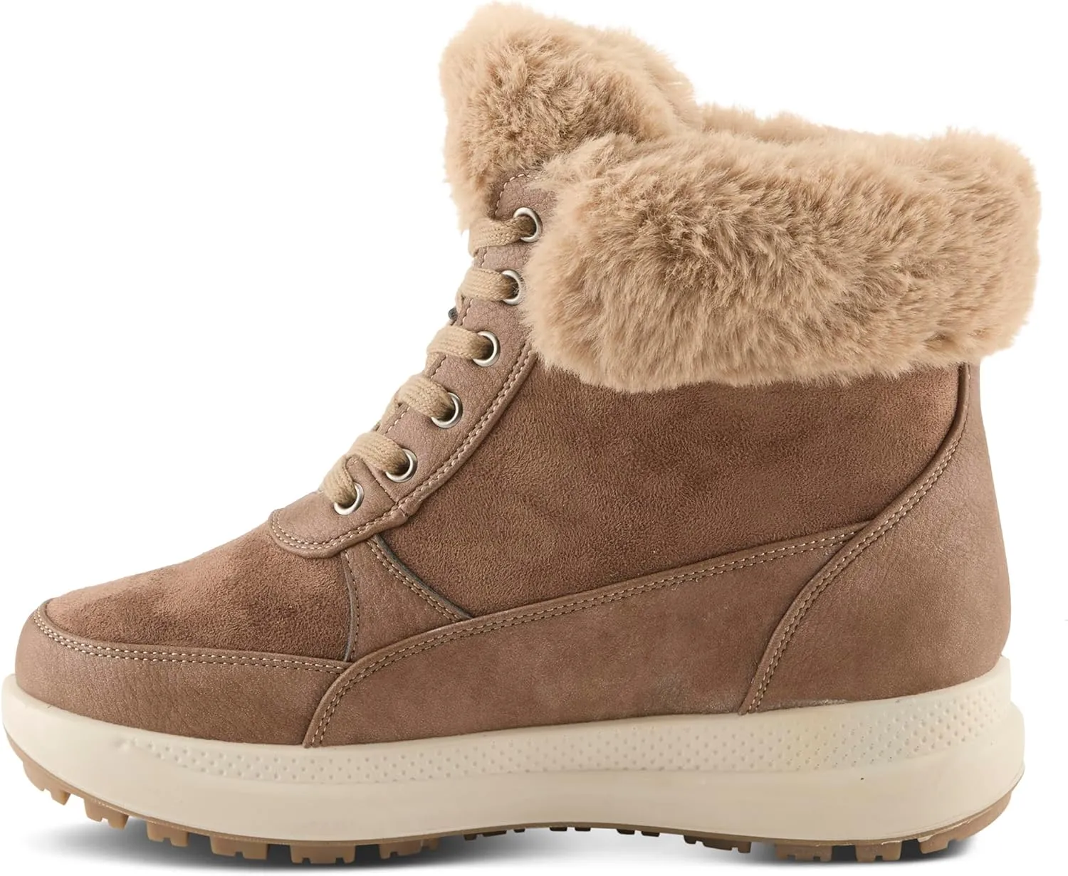 Flexus Women's BURRELL Lace-Up Platform Booties with Faux Fur Lining, Zipper Closure, and Cozy Design