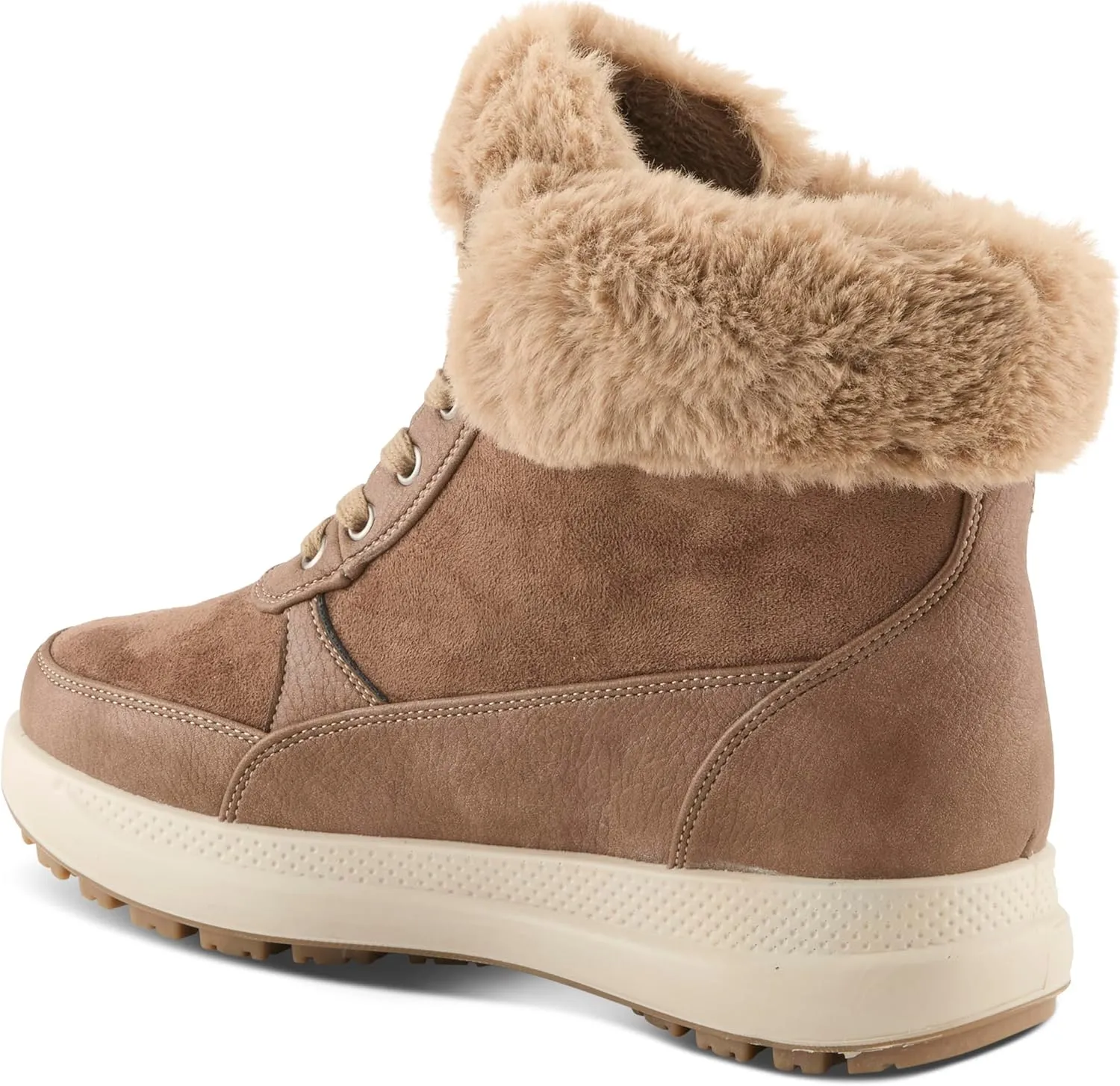 Flexus Women's BURRELL Lace-Up Platform Booties with Faux Fur Lining, Zipper Closure, and Cozy Design
