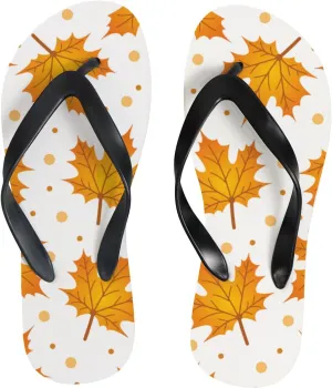 Flip Flops Sandals for Women Beach - Autumn Falling Maple Leaf Casual Flat Slide Sandal Thong Slippers Shower Shoes