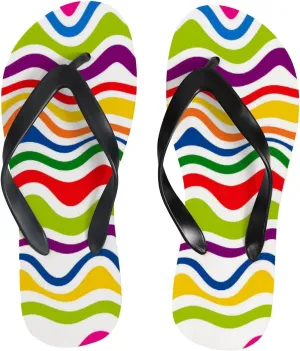 Flip Flops Striped Rainbow Classic Vintage Geometric Slide Sandals Summer Beach Slippers Thong Sandal Casual Yoga Mat Flat Slides for Women Men