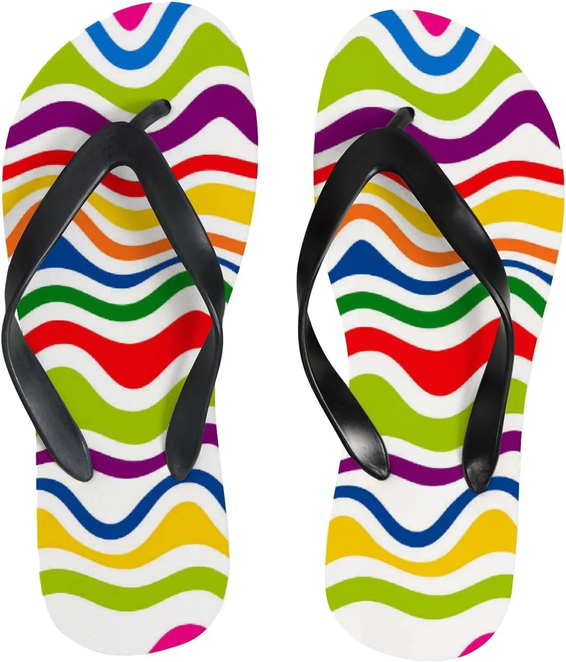 Flip Flops Striped Rainbow Classic Vintage Geometric Slide Sandals Summer Beach Slippers Thong Sandal Casual Yoga Mat Flat Slides for Women Men